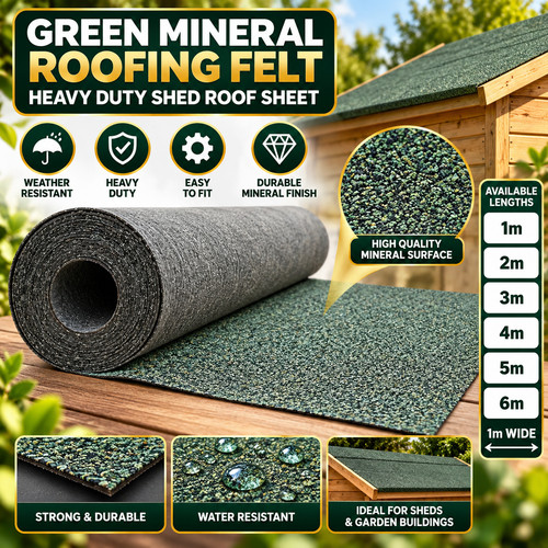 Green mineral roofing - green, felt