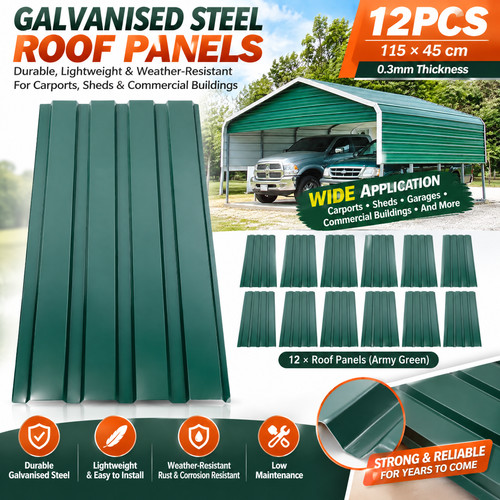 Galvanized roofing panel 12pcs - galvanized,
